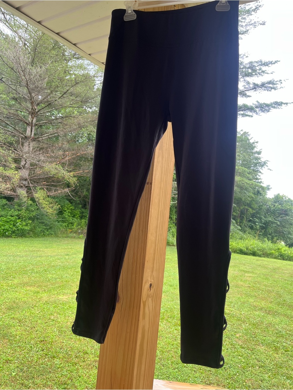 Women’s Black Leggings with Side criss cross Detail